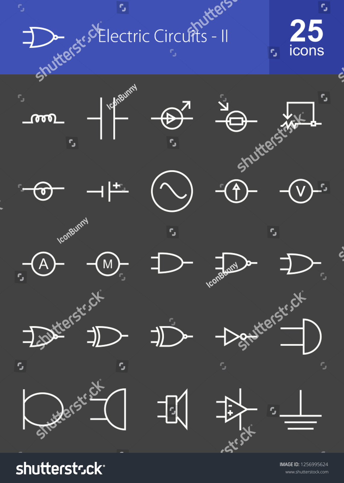 Electric Circuits Line Icons Stock Vector (Royalty Free) 1256995624 ...