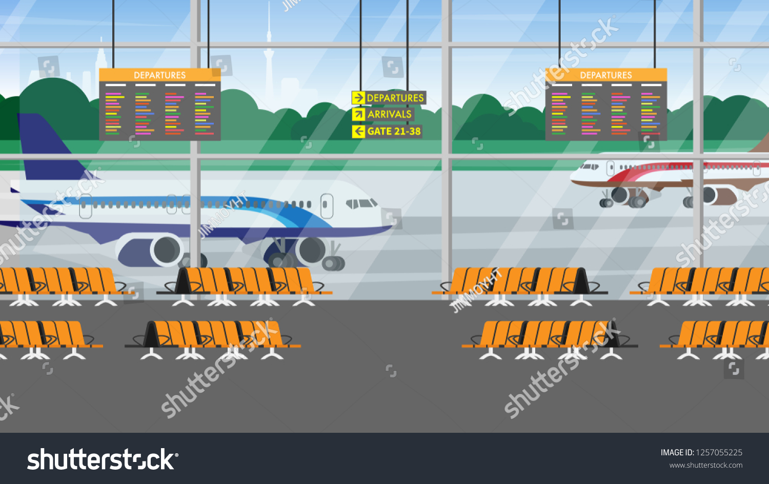 Interior View Inside Airport Departure Hall: Vector De Stock (libre De ...