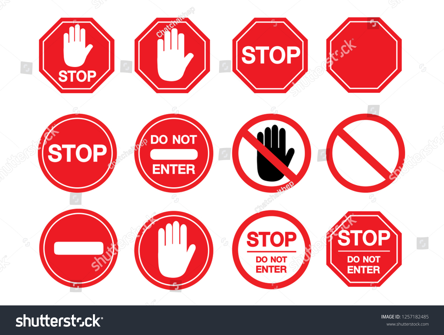 Traffic Sign Stop Set Vector Illustration Stock Vector (Royalty Free ...