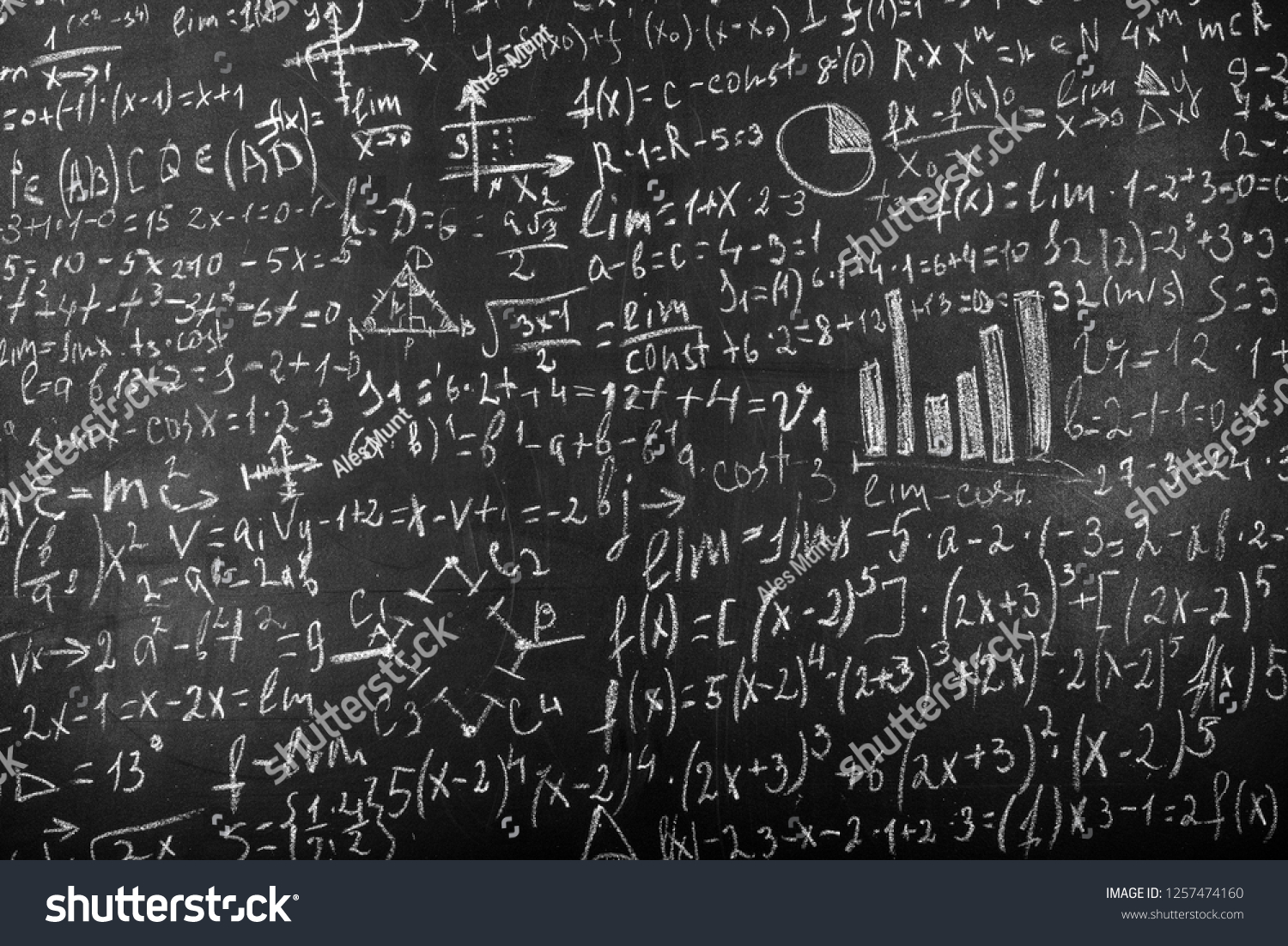 Blackboard Inscribed Scientific Formulas Calculations Physics Stock 