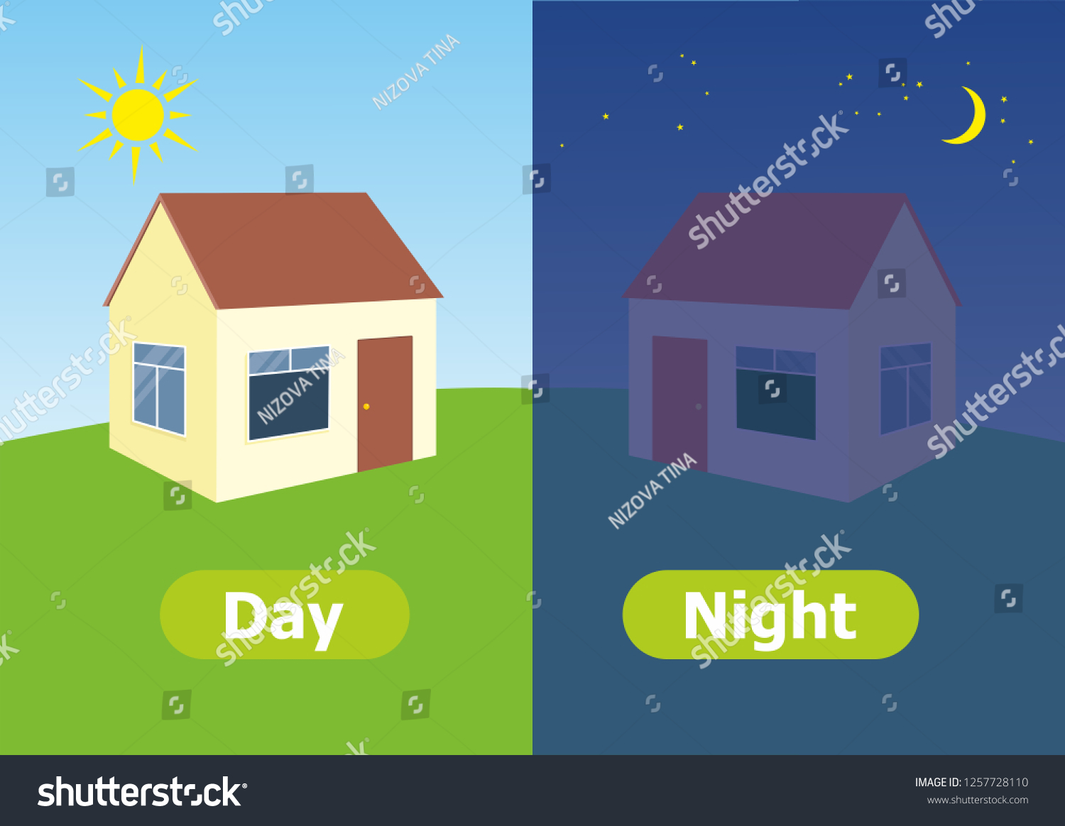 Vector Antonyms Opposites Day Night Illustrations Stock Vector (Royalty ...