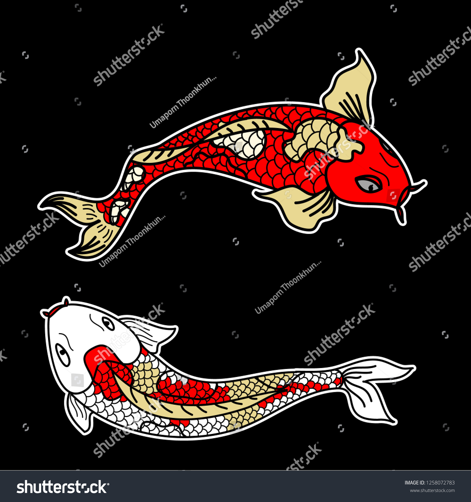 Koi Carp Vector Isolate Tattoojapanese Carp Stock Vector Royalty Free Shutterstock