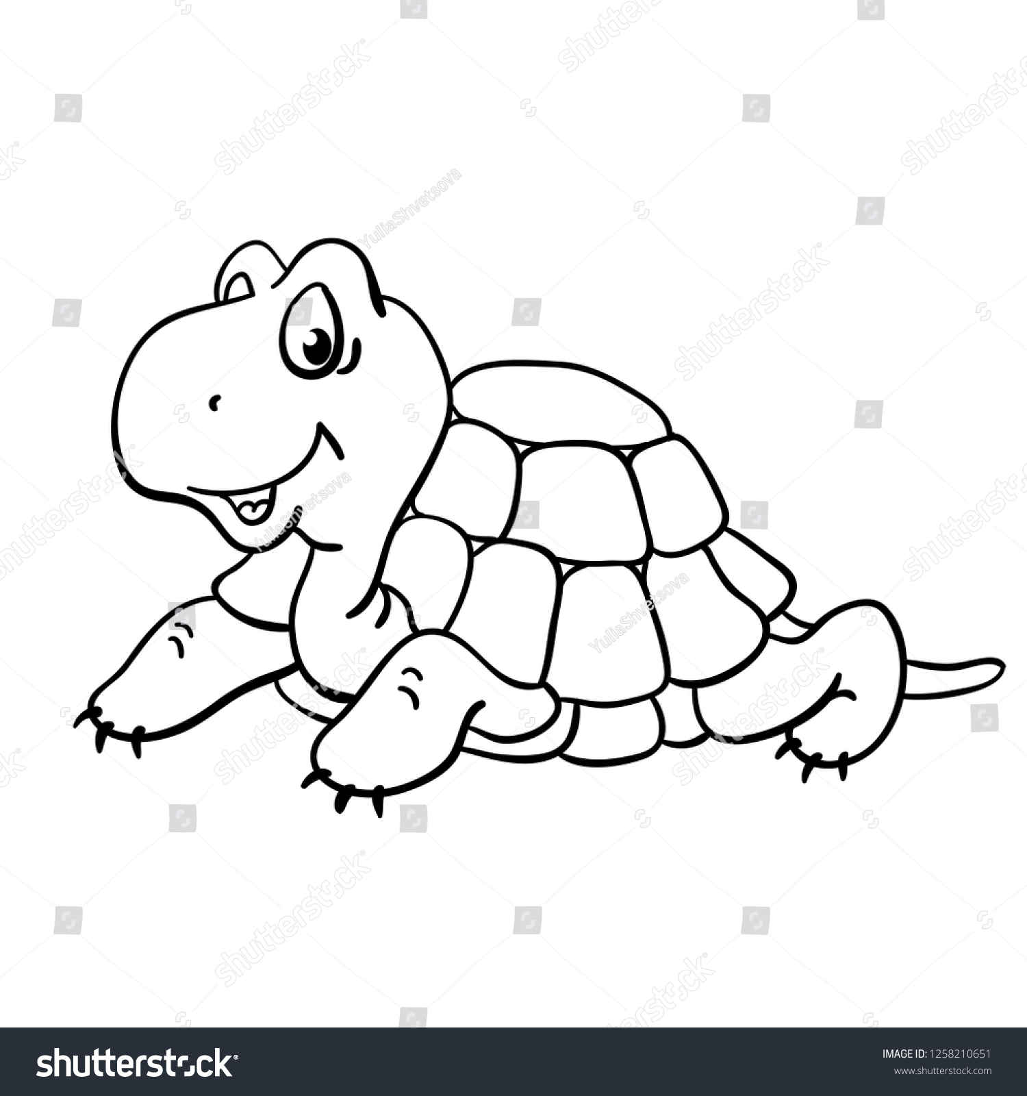 Cute Turtle Cartoon Style Drawing Black Stock Vector (Royalty Free ...