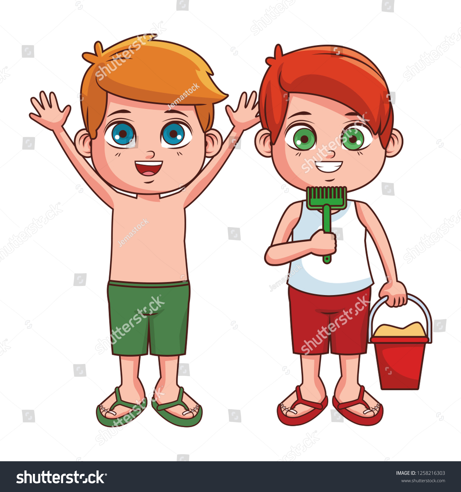 Cute Boys Cartoon Stock Vector Royalty Free 1258216303 Shutterstock 2350