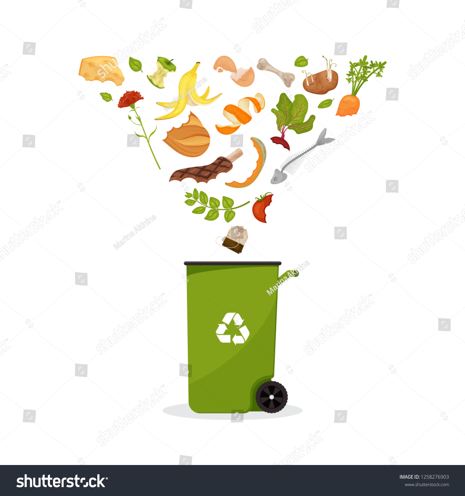 Dumpster Products Flying Into Cartoon Food Stock Vector (Royalty Free ...