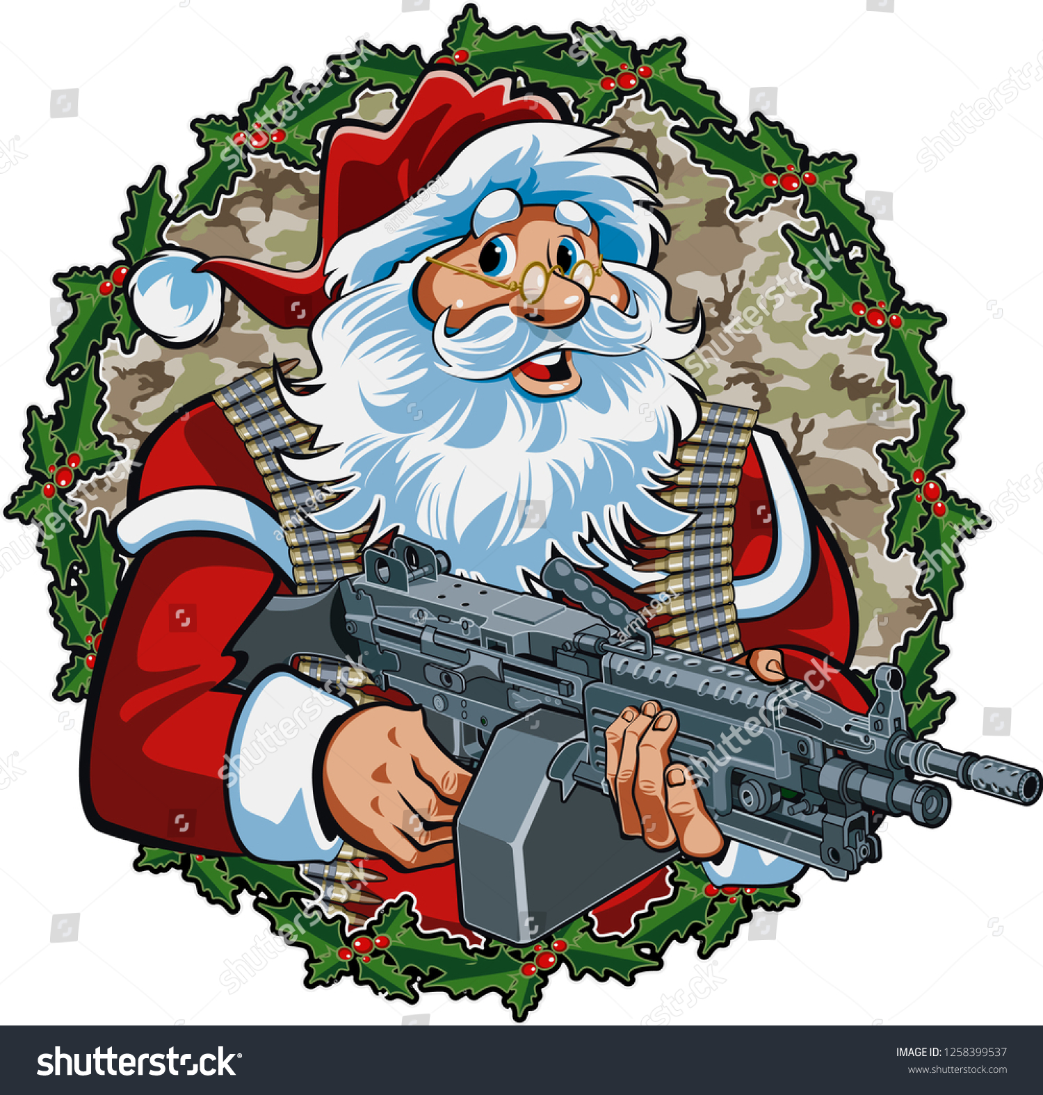 Santa Claus Holding Light M249 Machine Stock Vector (Royalty Free ...