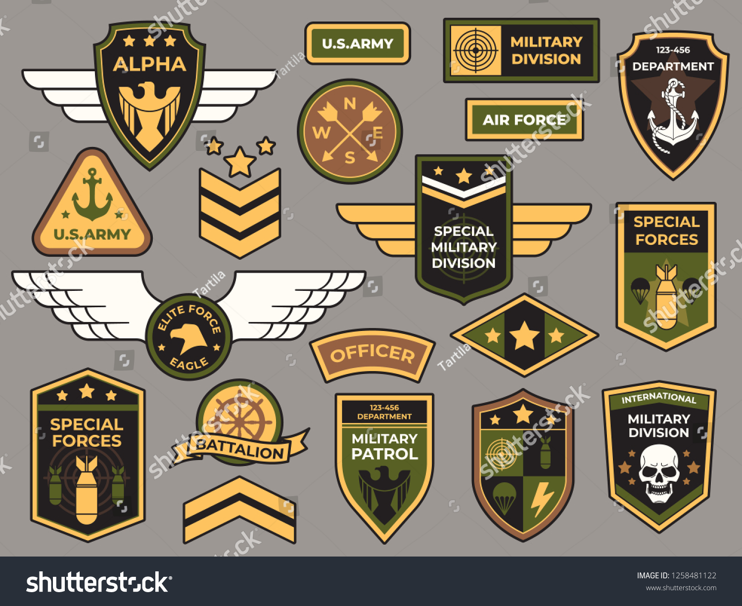 Army Badges Military Patch Air Force Stock Vector (Royalty Free ...