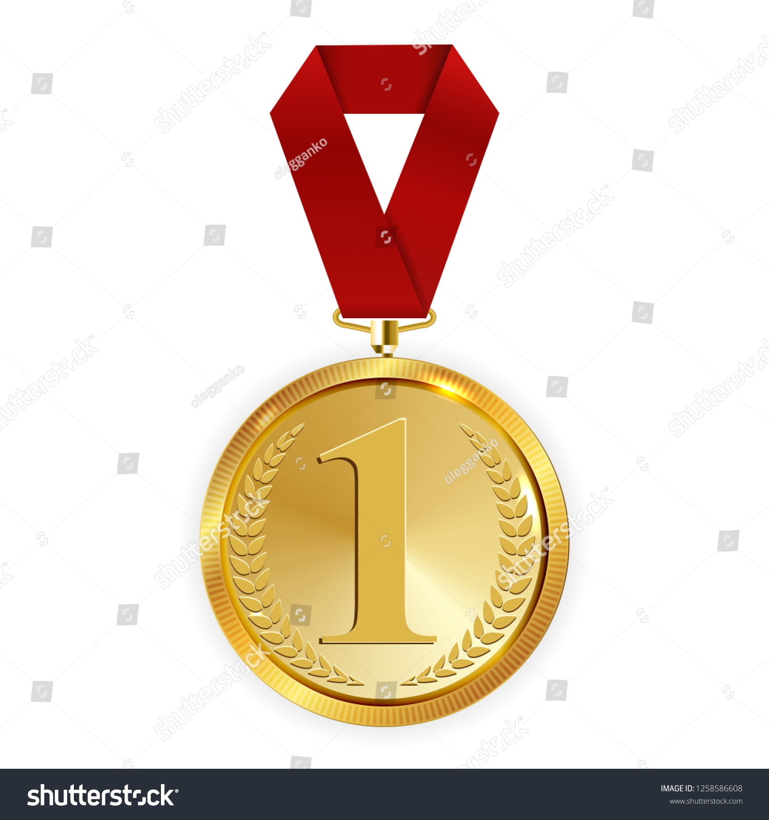 Champion Art Golden Medal Red Ribbon Stock Vector (Royalty Free ...