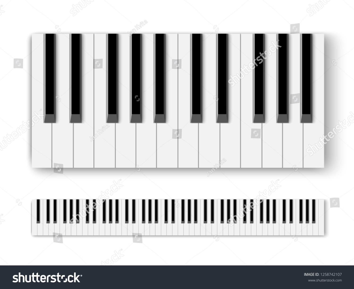 Top View Realistic Shaded Monochrome Piano Stock Vector (Royalty Free