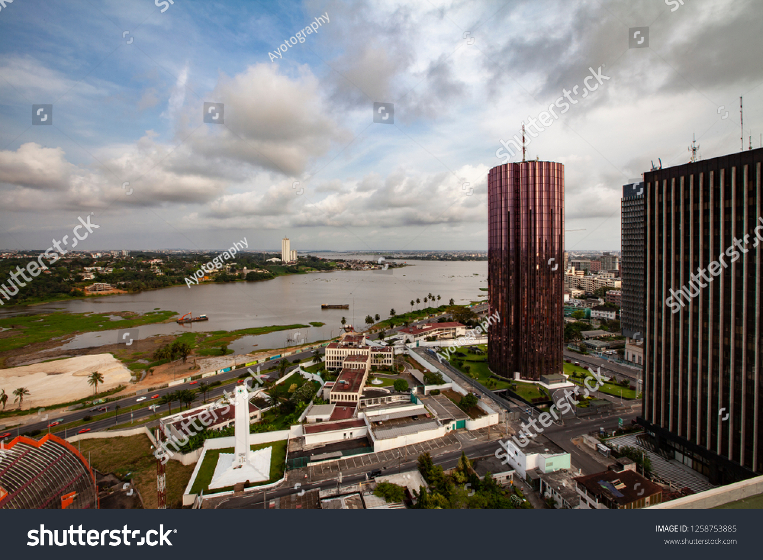 Abidjan skyline at sunset