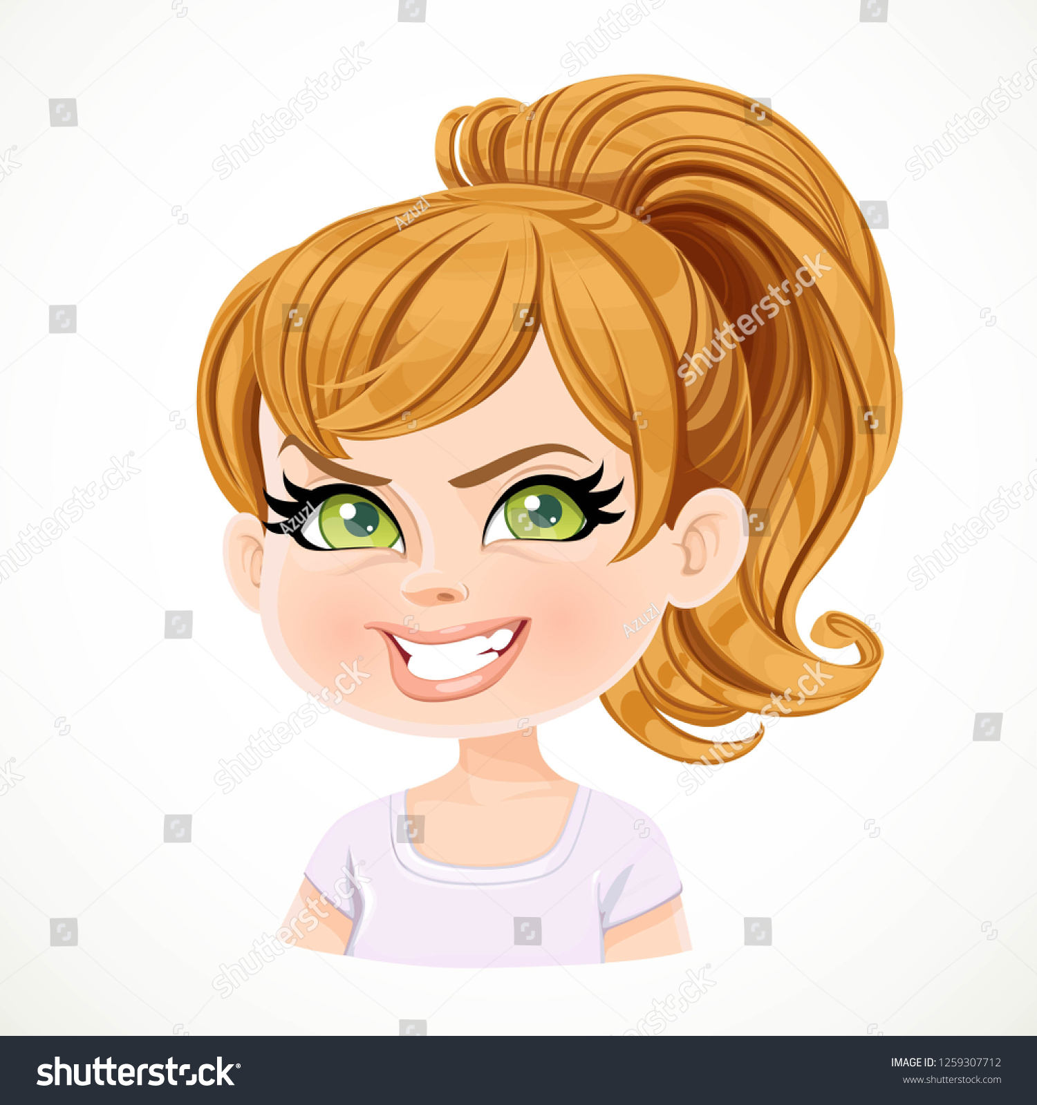 Beautiful Insidious Cartoon Fairhaired Girl Hair Stock Vector Royalty Free 1259307712 