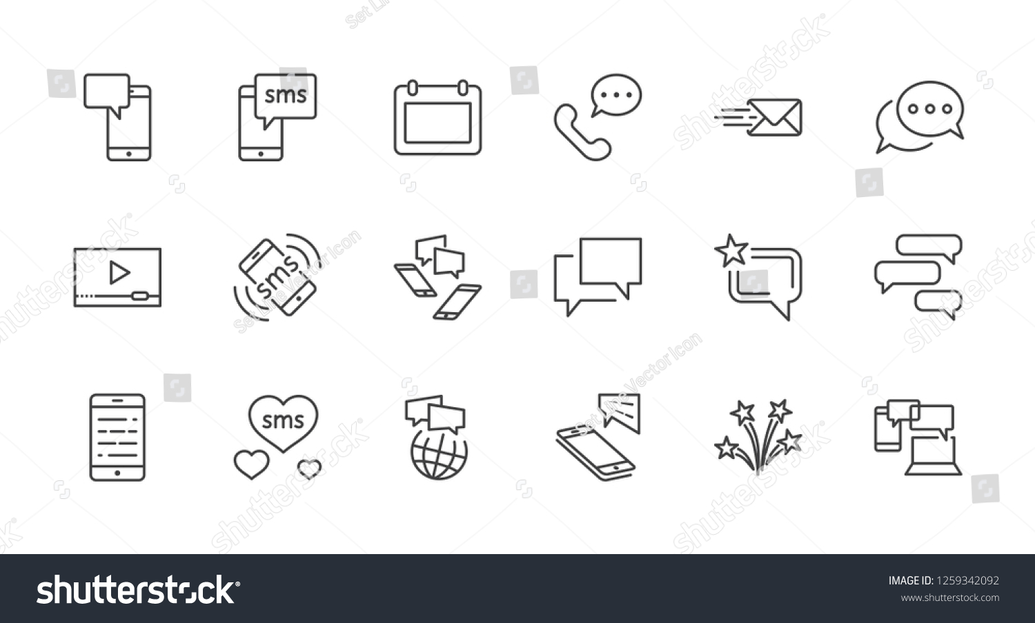 Set Message Vector Line Icons Contains Stock Vector (Royalty Free ...