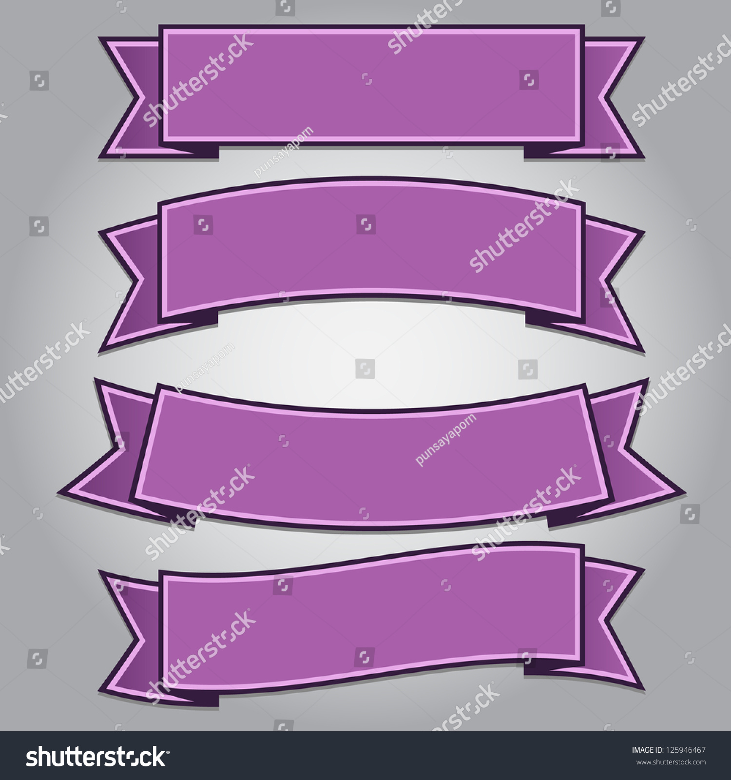 Set Purple Ribbon Banners Isolatedvector Illustration Stock Vector ...