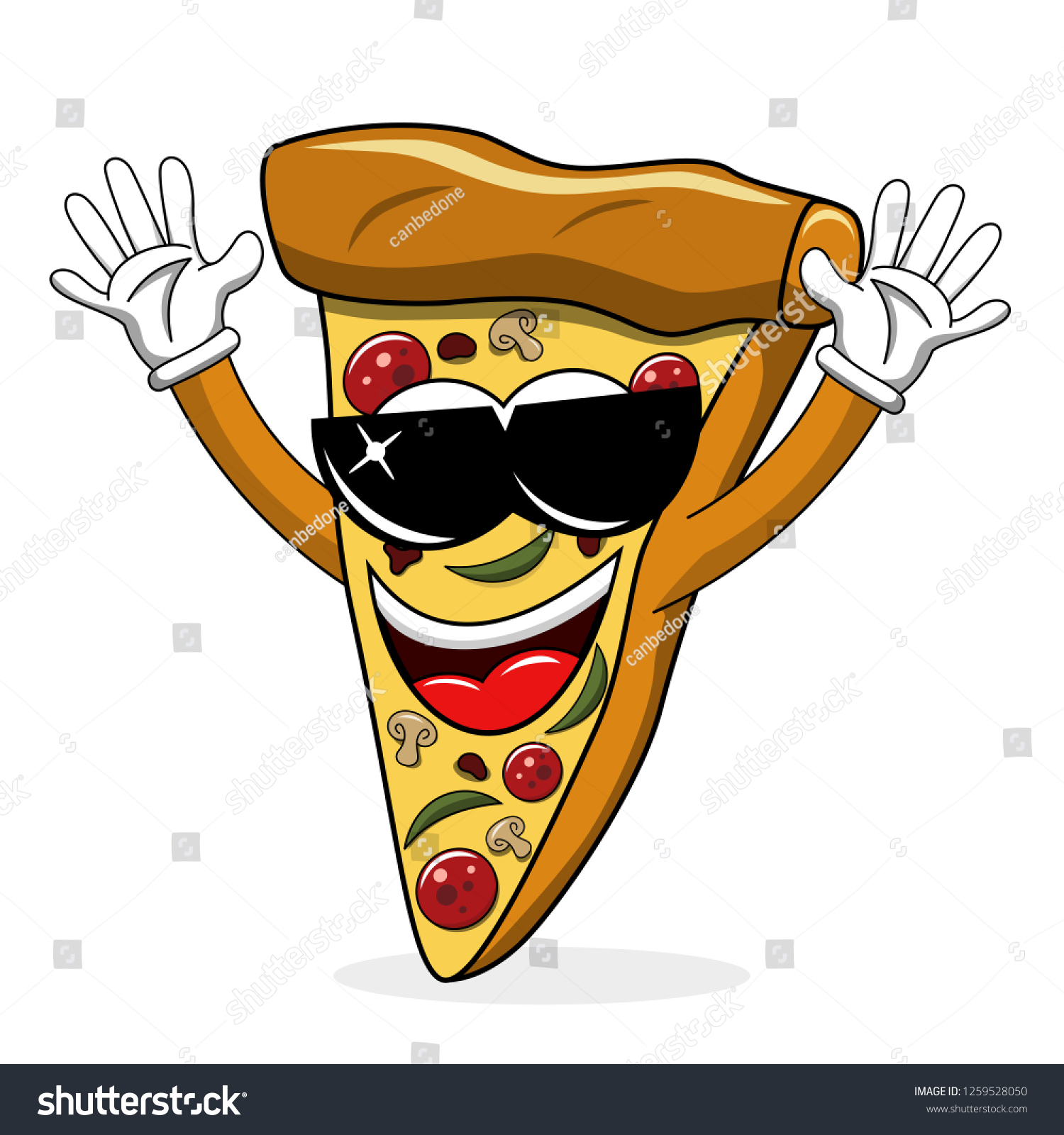 Pizza Slice Cartoon Funny Sunglasses Cool Stock Vector (Royalty Free