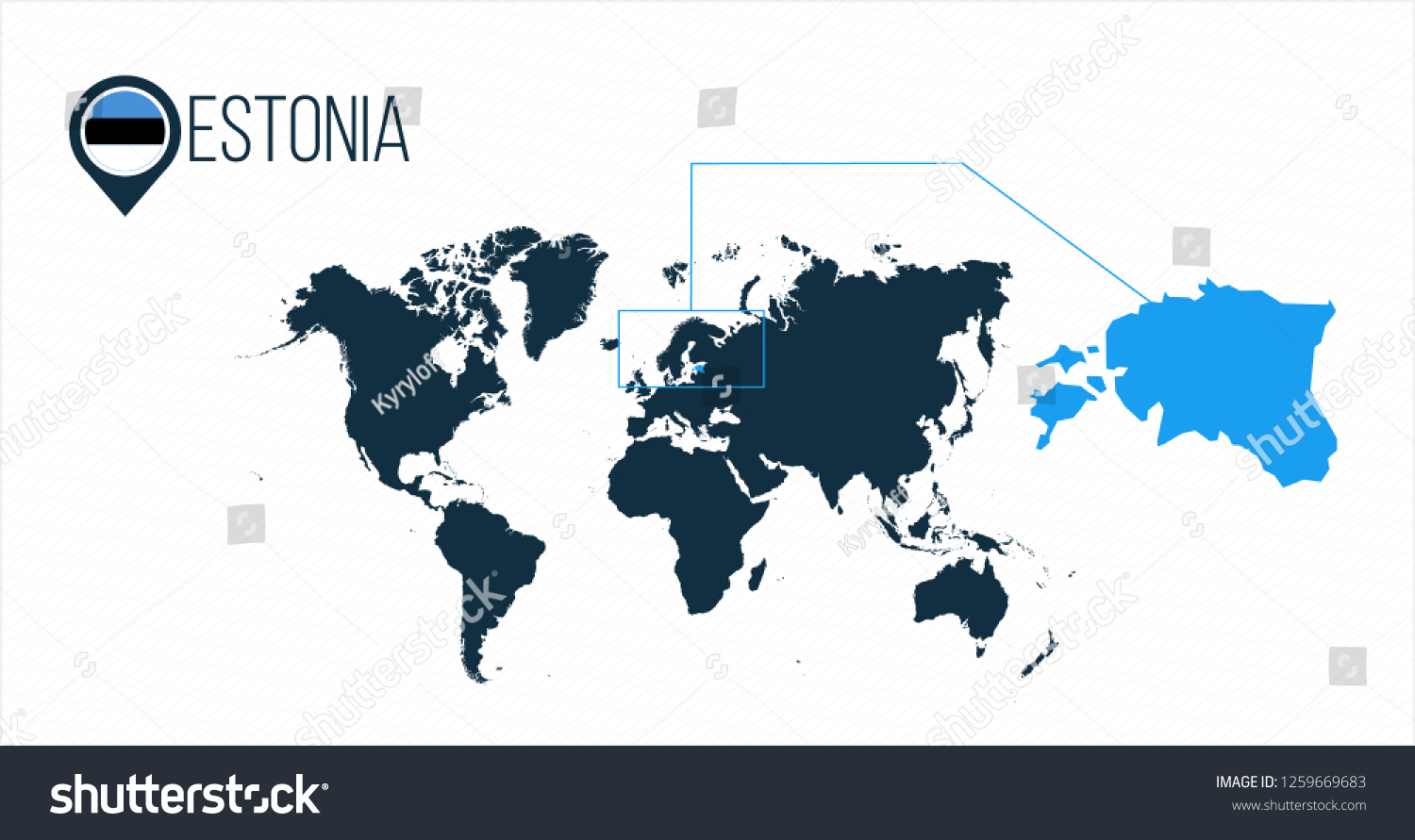 Estonia Location On World Map Infographics Stock Vector Royalty Free Stock Vector Estonia Location On The World Map For Infographics All World Countries Without Names Estonia 1259669683