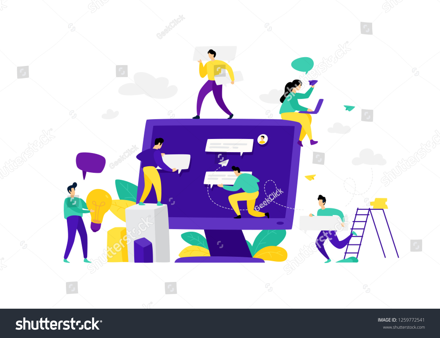 Illustration Monitor Chat Messages Vector Flat Stock Vector (royalty 