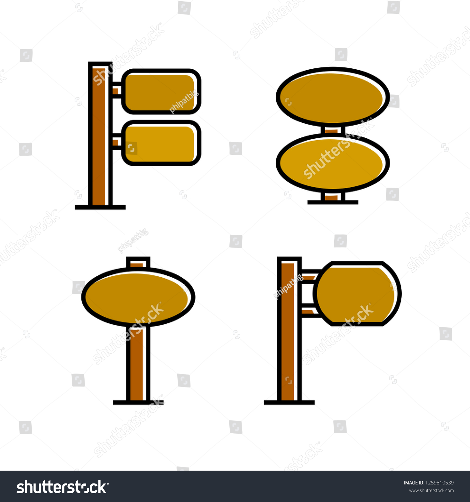 Wood Signboard Signage Signpost Vector Brown Stock Vector (Royalty Free