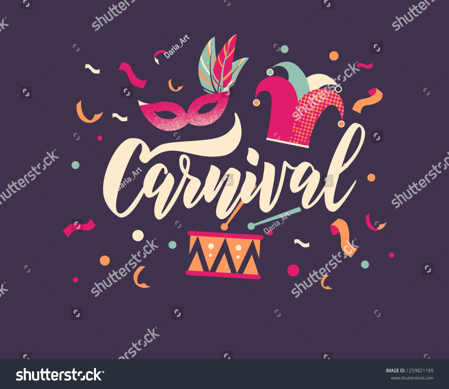 Carnival Hand Lettering Text Banner Card Stock Vector (Royalty Free ...