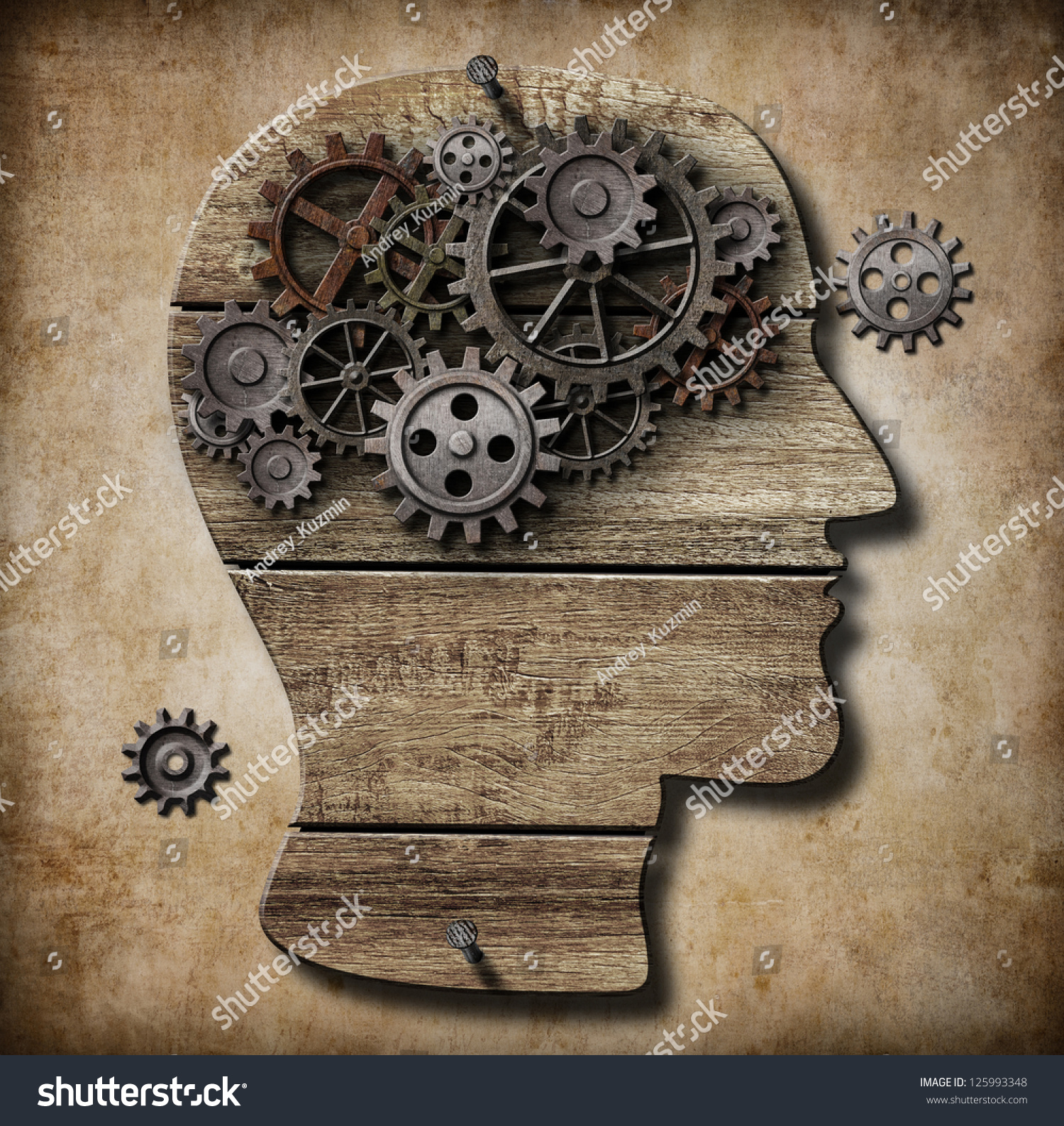 Human Brain Work Metaphor Made Rusty Stock Illustration 125993348 ...