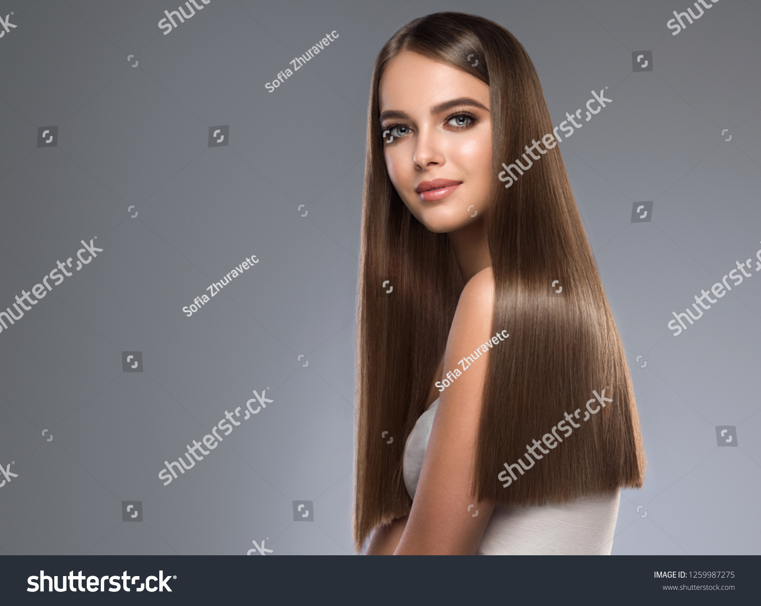 Beautiful Model Girl Shiny Brown Straight Stock Photo Shutterstock