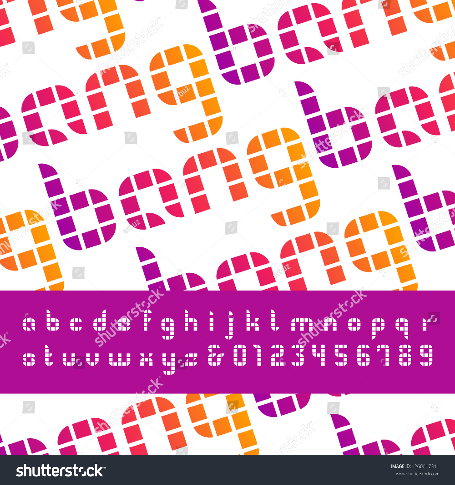 Mosaic Font Vector Alphabet Latin Letters เวกเตอร์สต็อก ปลอดค่า