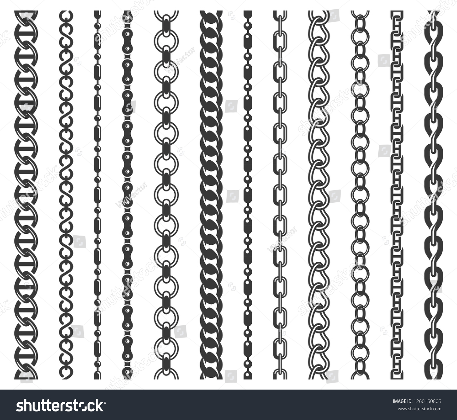 Chain Seamless Decoration Black Pattern Set Stock Vector (Royalty Free ...