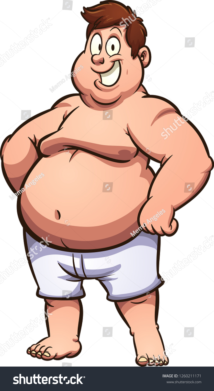 Feliz hombre gordo en ropa interior.: vector de stock (libre de regalías) 1...