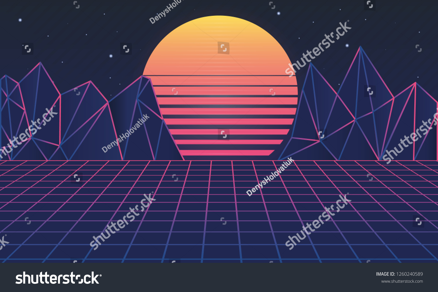 Retro Futuristic Background 80s Vector Illustration Stock Vector ...