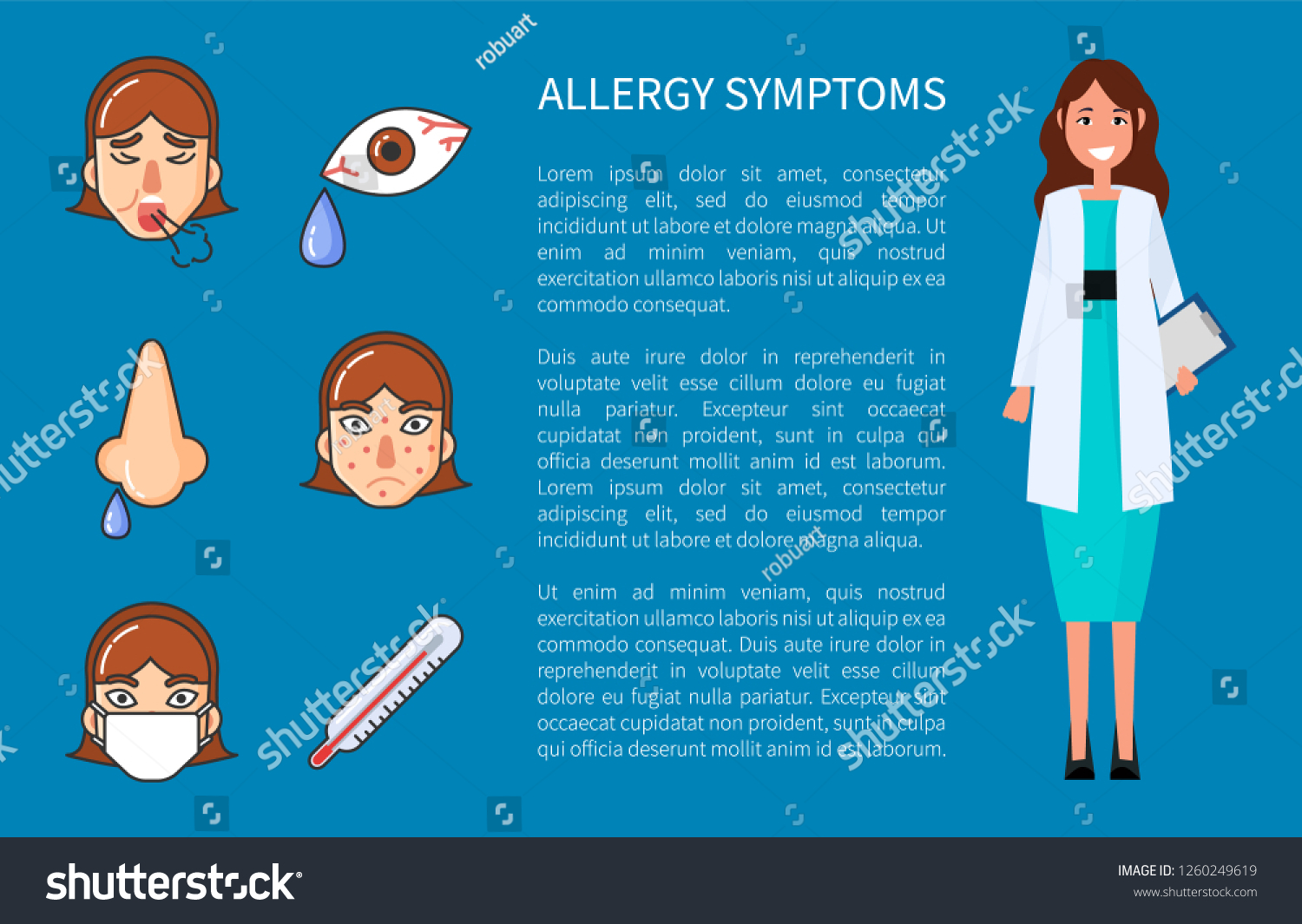 Allergy Symptoms Cough High Temperature Headache Stock Vector (Royalty ...