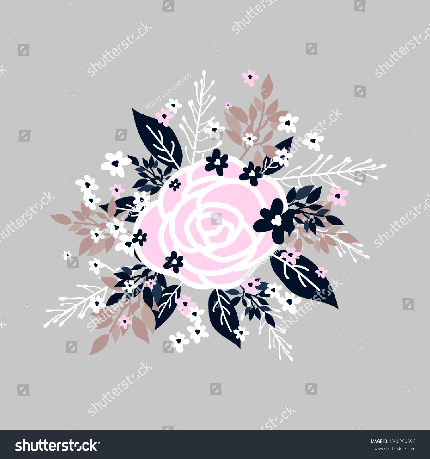 Pink Rose Vector Bouquet Clip Art Stock Vector (Royalty Free