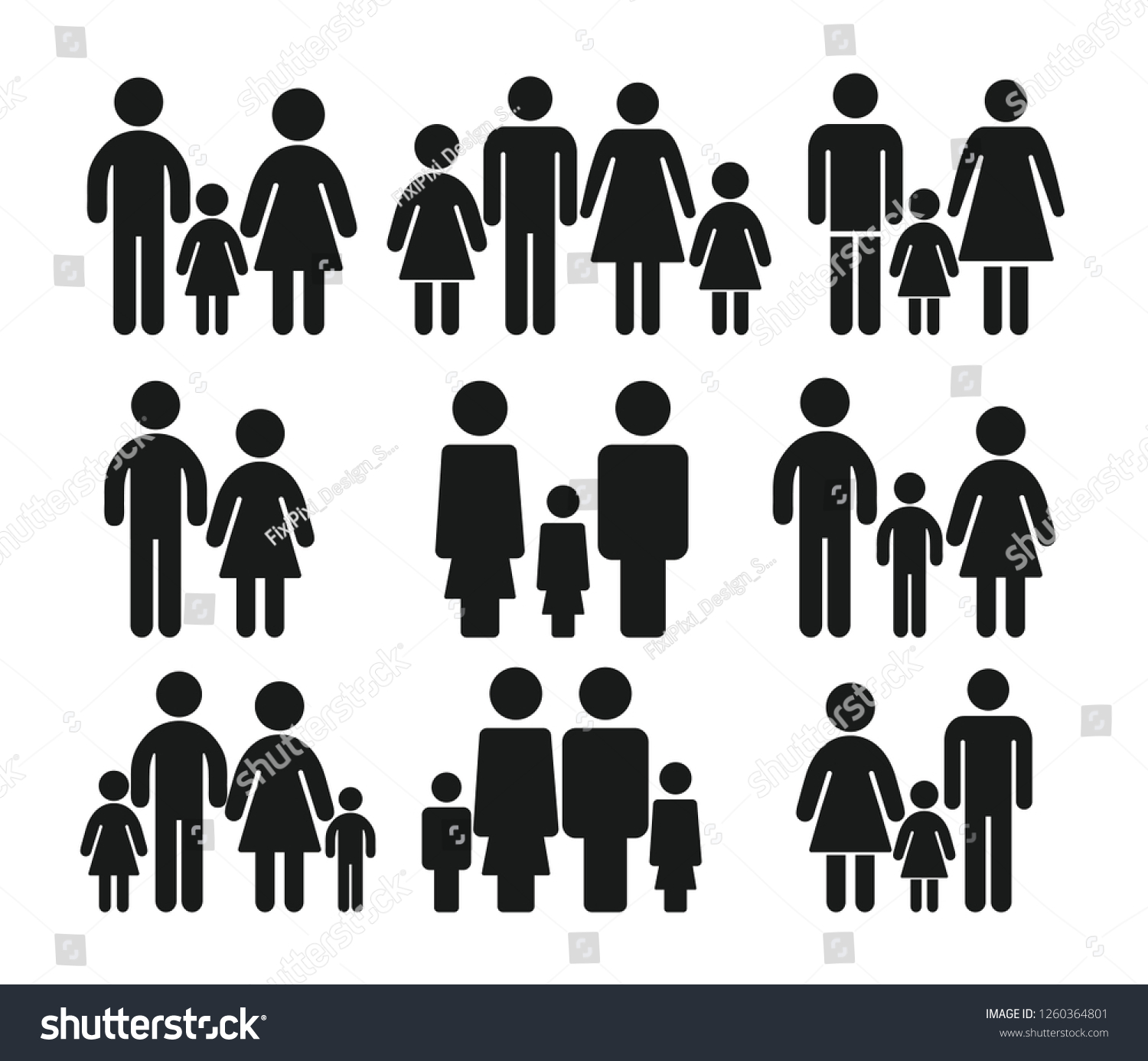 Family Icon Set On White Background Stock Vector (Royalty Free ...