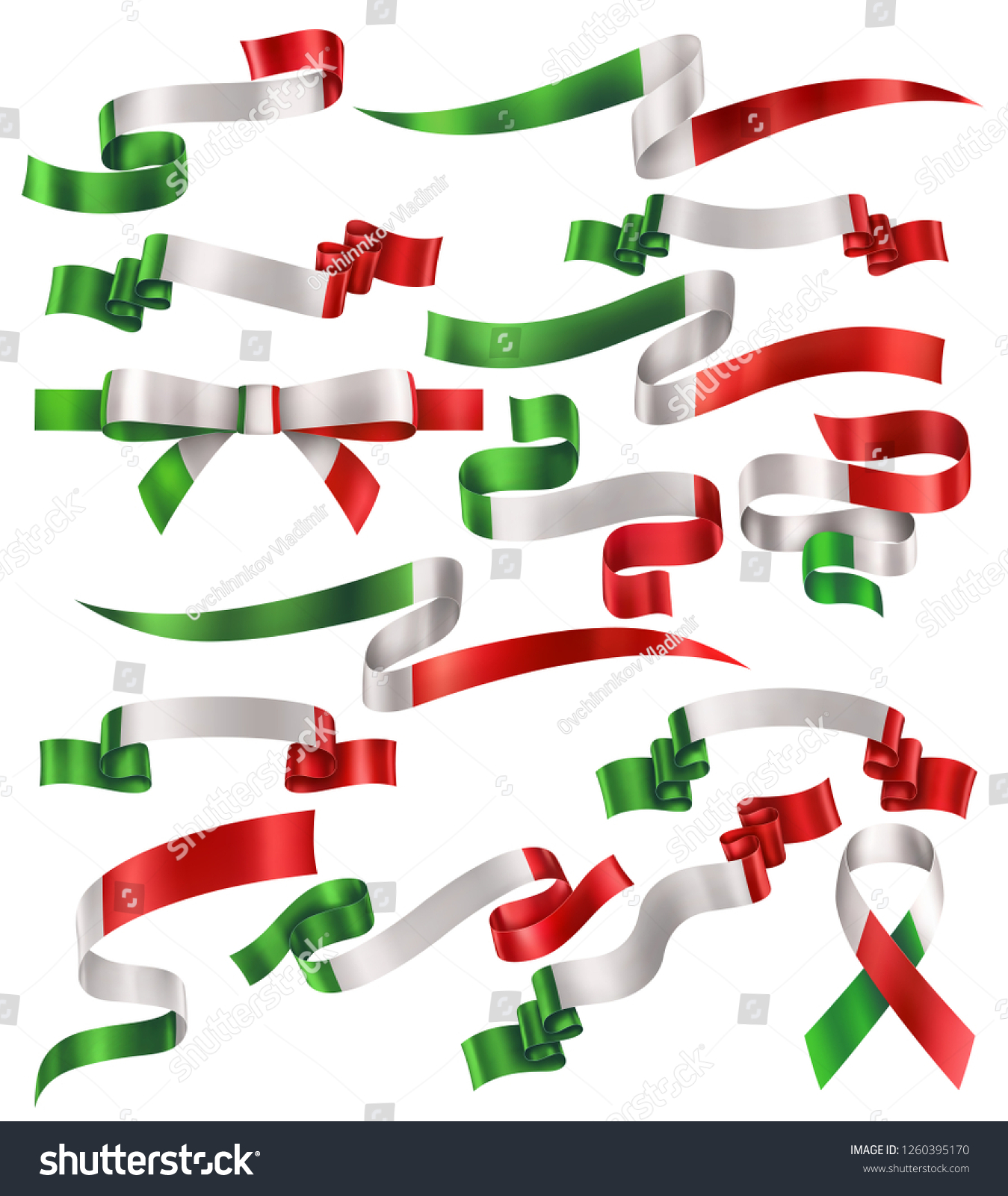 Set Italian Mexican Flag Ribbons Vector Stock Vector (Royalty Free ...