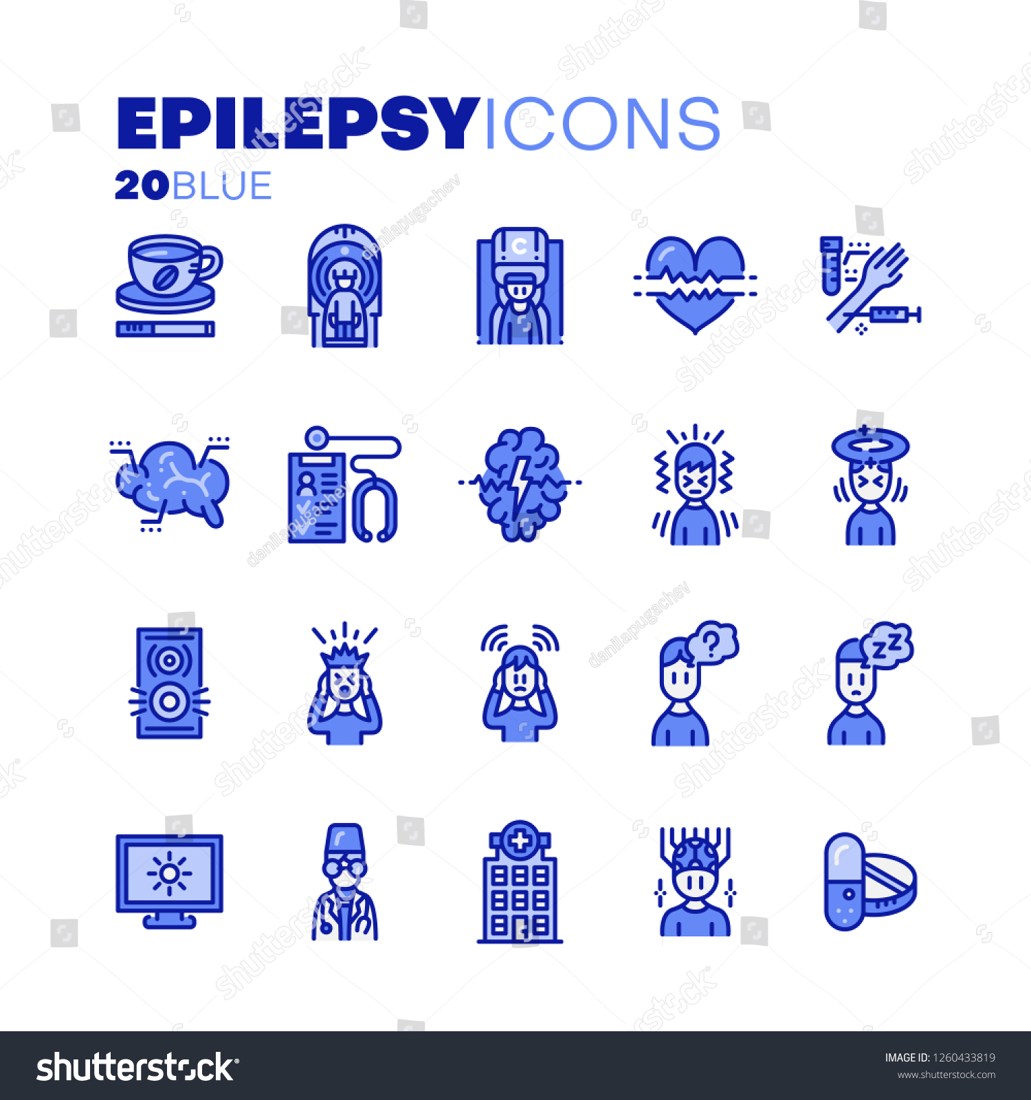 Epilepsy Illustrations Line Icons Vector Illustration Stock Vector ...