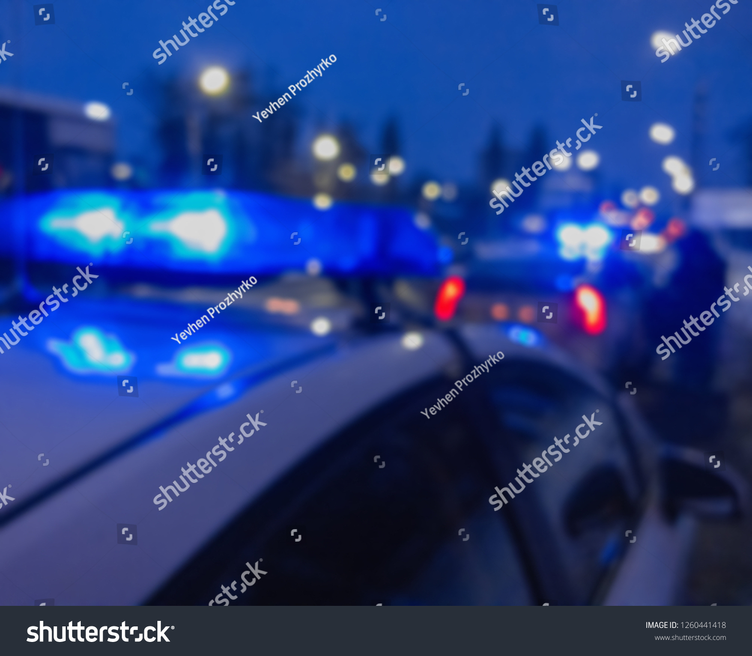 Unrecognizable Blurry Police Car Lights On Stock Photo 1260441418 ...