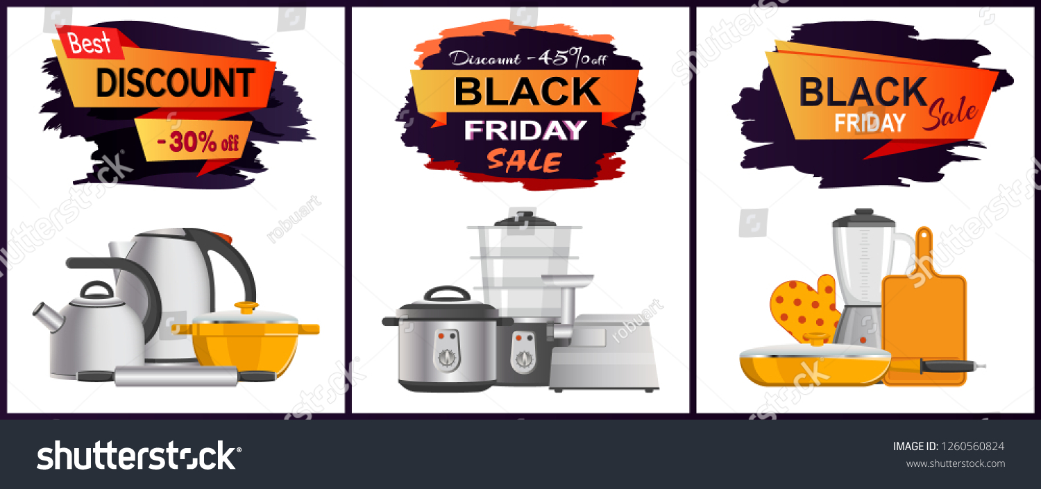 Black Friday Best Sale Advert Kitchenware Stock Illustration ...