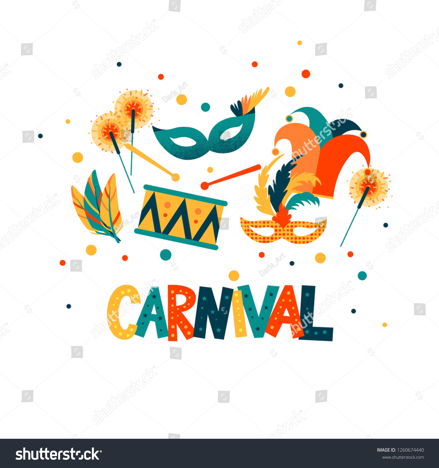 Carnival Hand Lettering Text Banner Card Stock Vector (Royalty Free ...