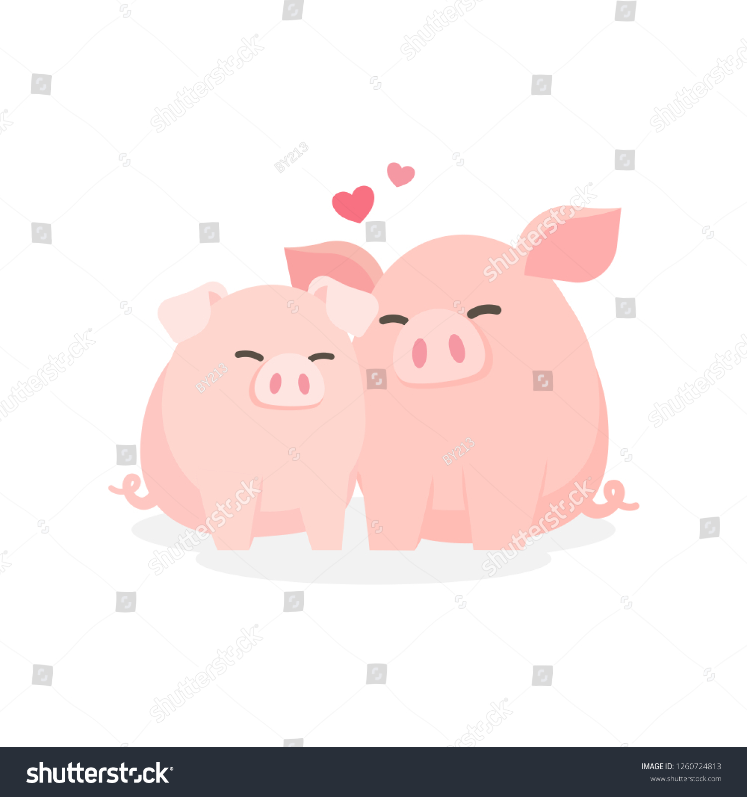 Cute Couple Pig Hugging Embracing Happily Stock Vector (Royalty Free ...