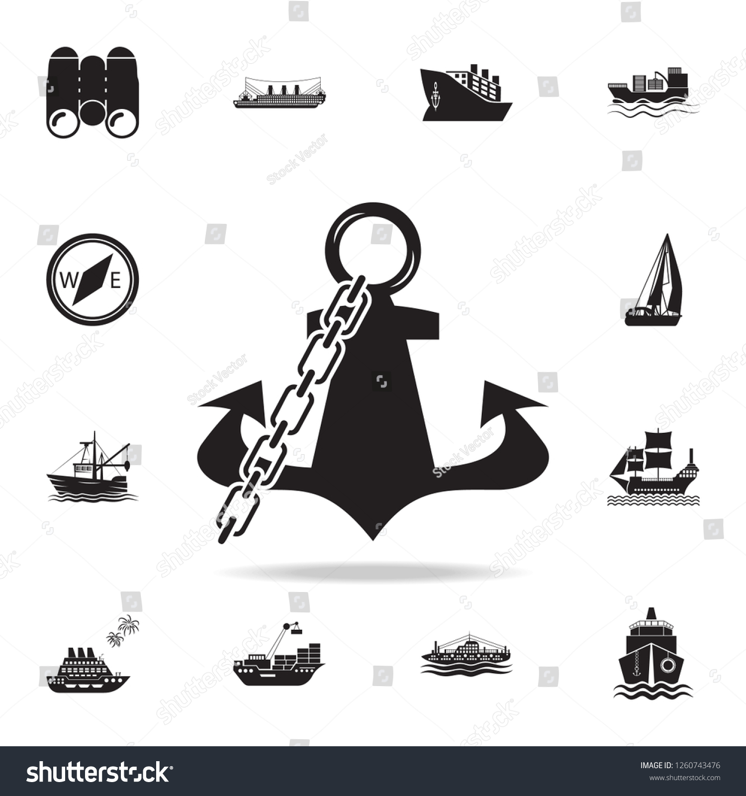 Anchor Chain Icon Detailed Set Ship Stock Vector (Royalty Free ...