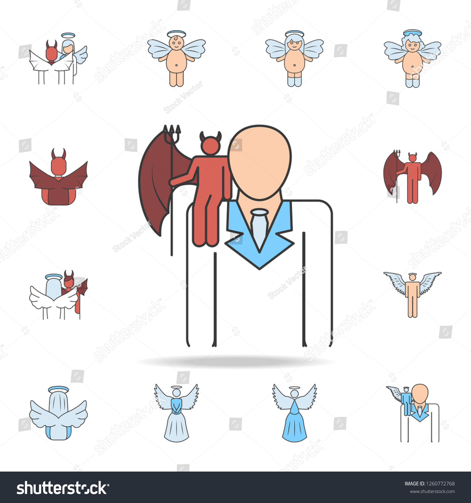 Demon On Shoulder Color Field Outline Stock Illustration 1260772768 ...