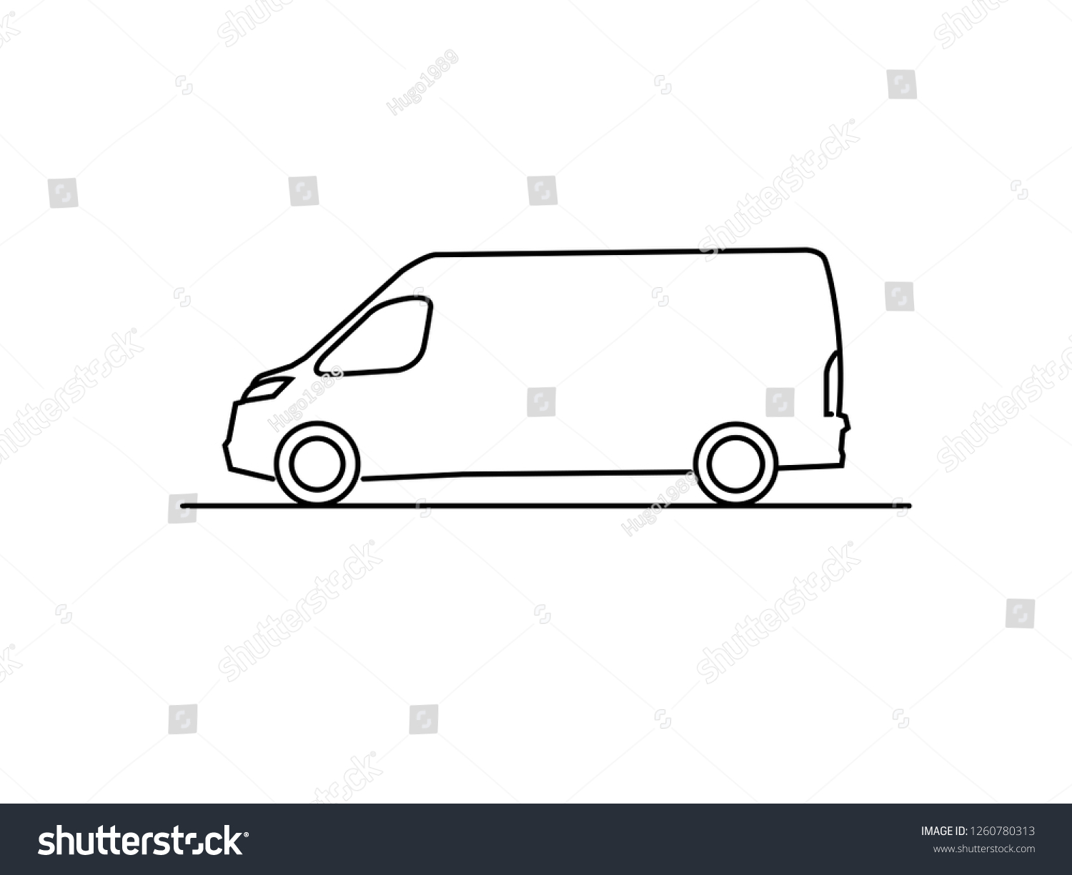 Delivery Van Line Drawing Side View Stock Vector (Royalty Free ...