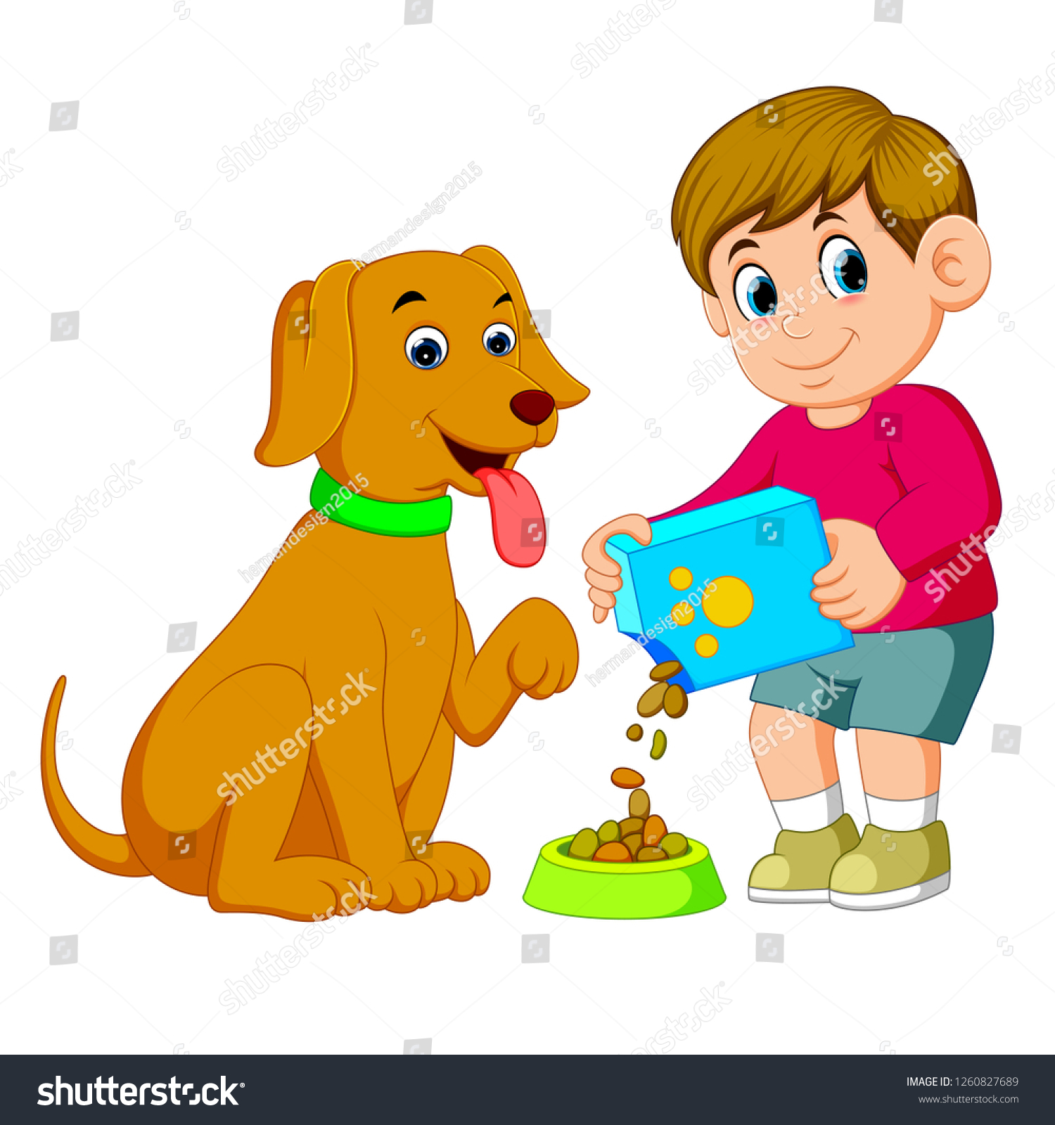 vector-illustration-little-boy-giving-food-stock-vector-royalty-free