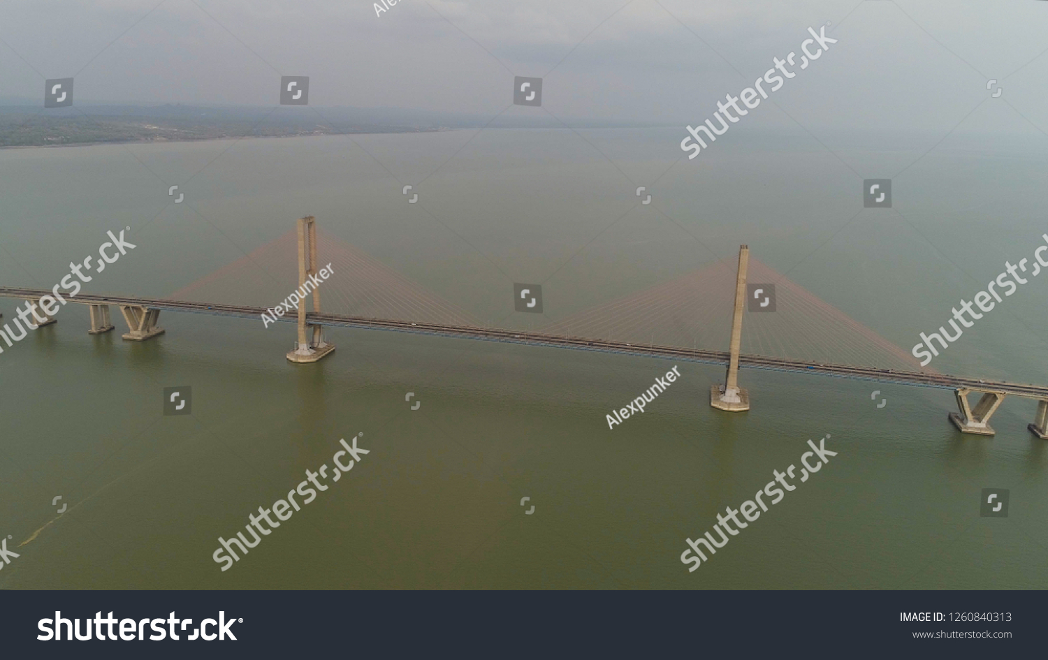 Aerial View Suspension Cable Bridge Suramadu Stock Photo 1260840313 ...