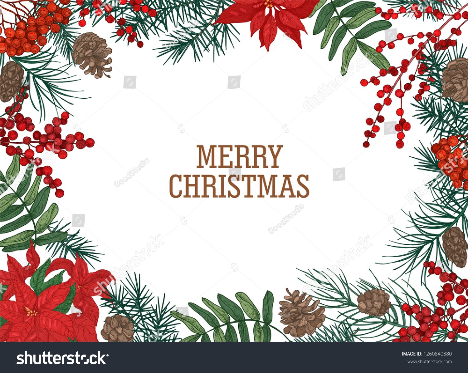 Christmas Postcard Template Frame Border Made Stock Vector (Royalty ...