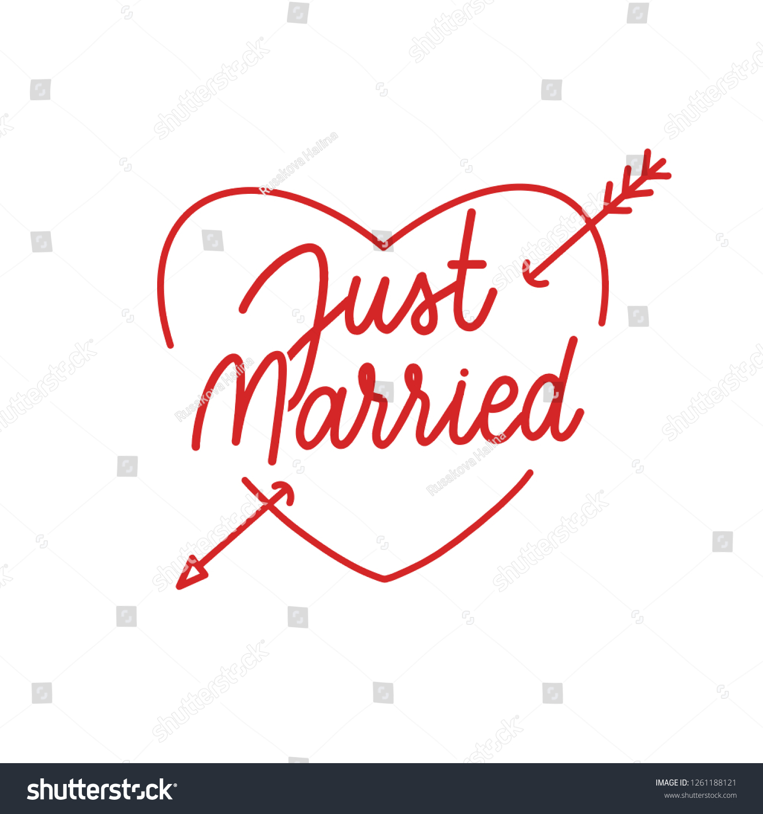 Just Married Hand Drawing Vector Lettering Stock Vector (Royalty Free ...