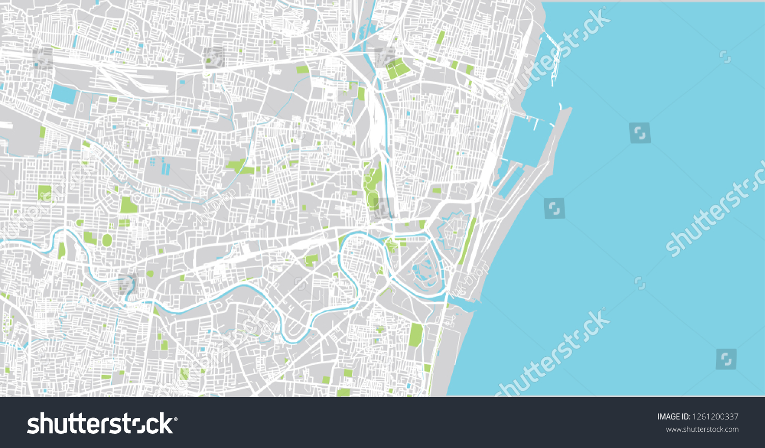 Urban Vector City Map Chennai India Stock Vector (Royalty Free ...