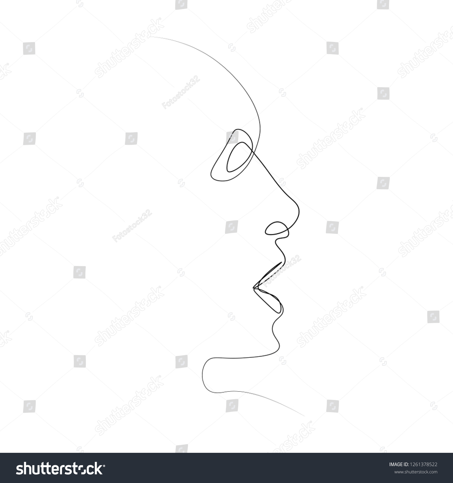 Man One Line Vector Illustration Black Stock Vector (Royalty Free ...