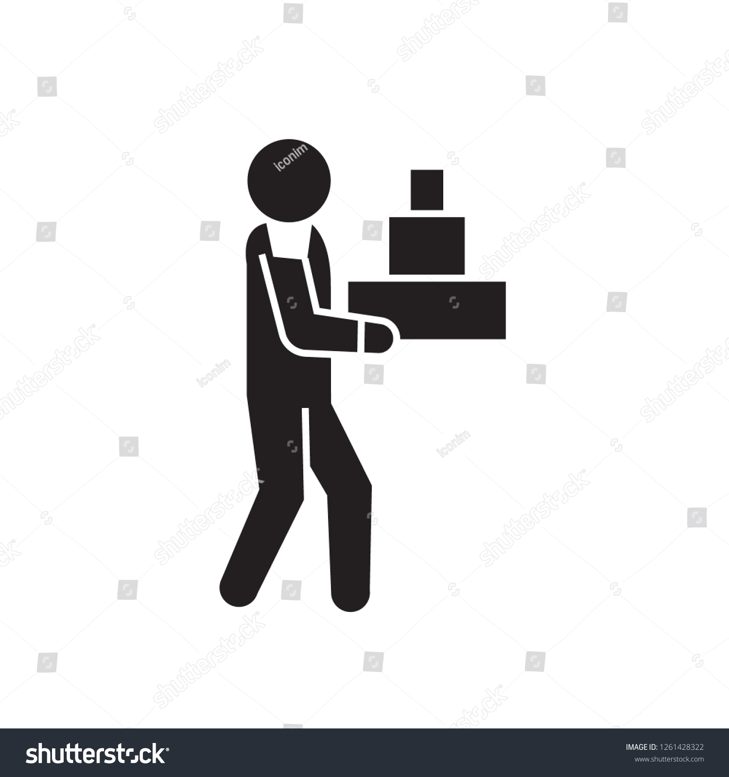 Delivery Man Black Vector Concept Icon Stock Vector (Royalty Free ...