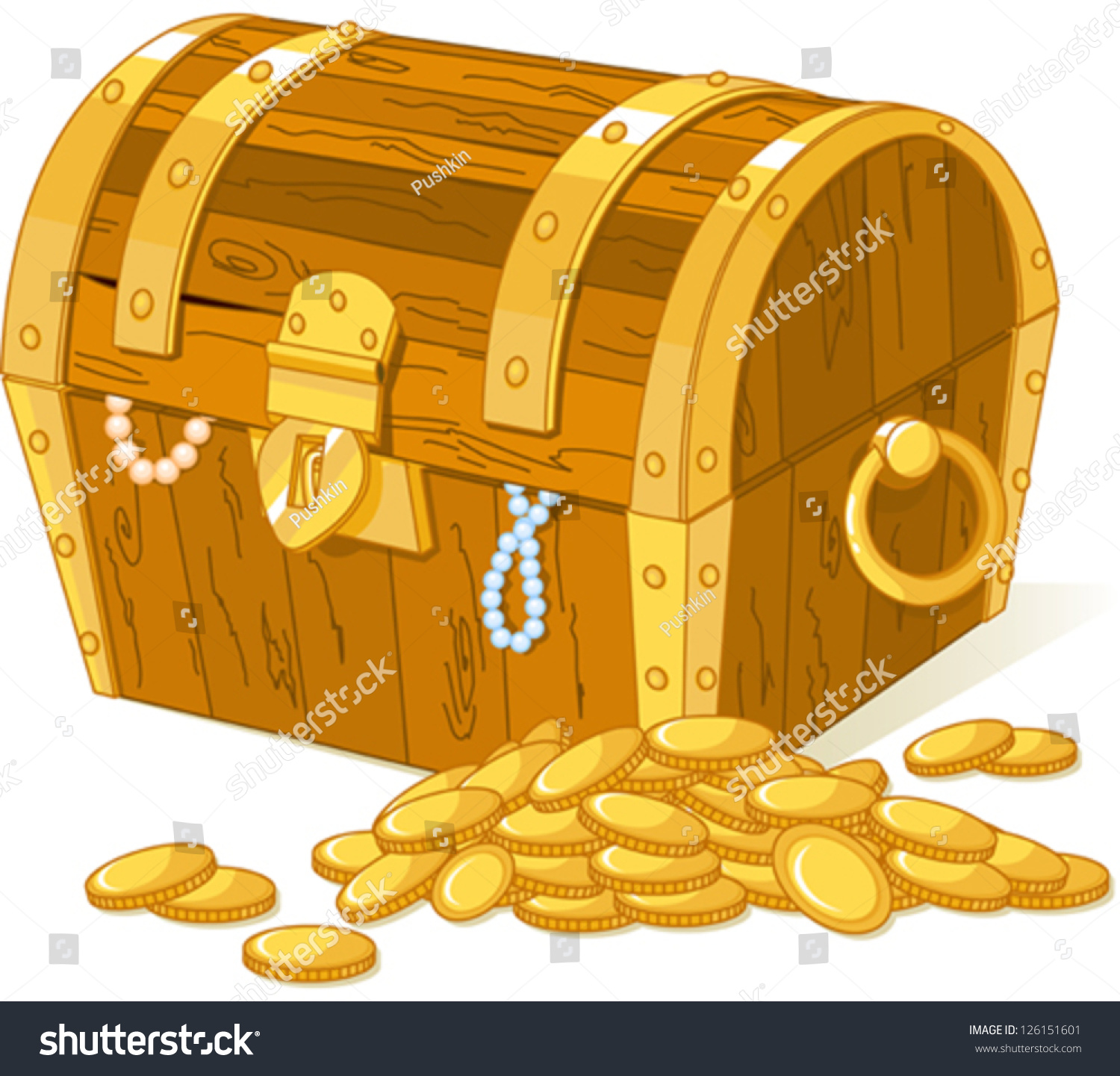 Treasure Chest Pile Gold Stock Vector (Royalty Free) 126151601 ...