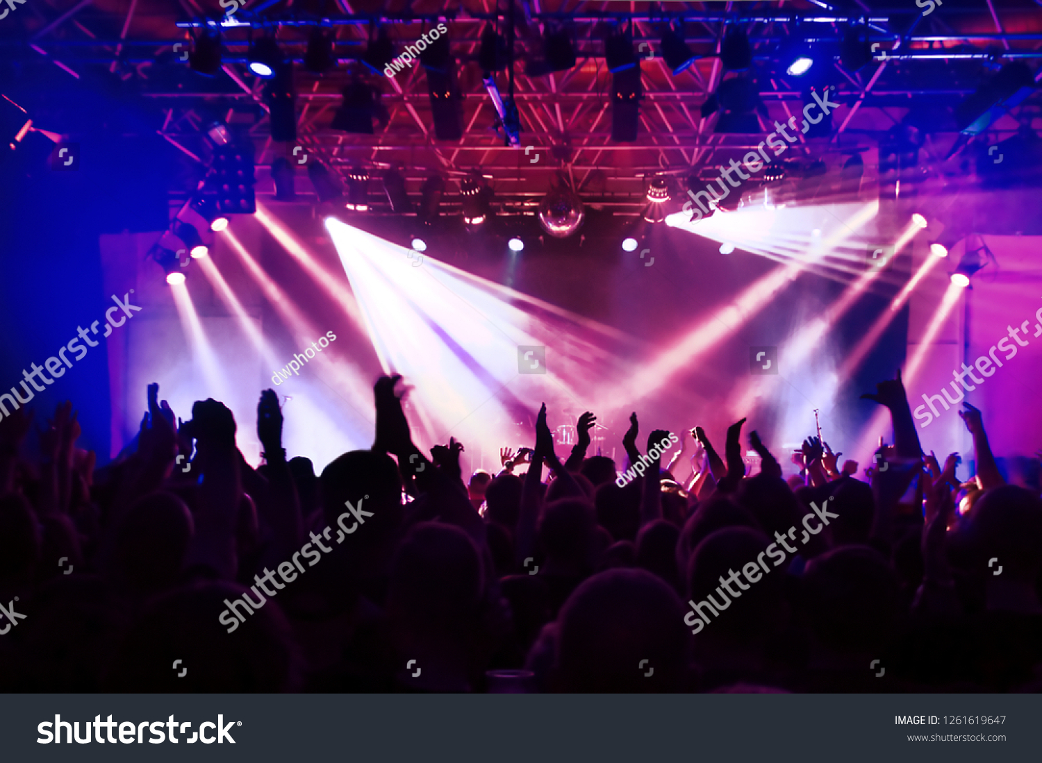 Silhouettes Concert Crowd Rock Concert Stock Photo 1261619647 ...