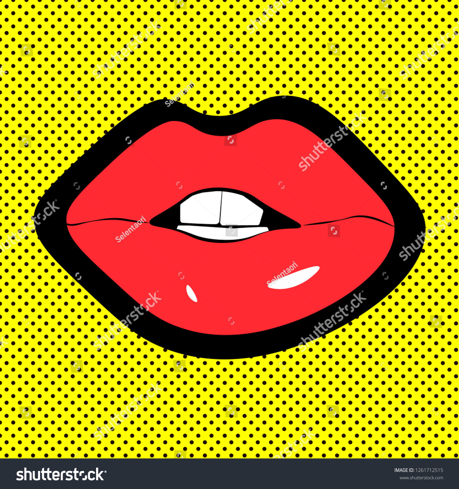 Red Lips Pop Art Style Illustration Stock Illustration 1261712515 ...